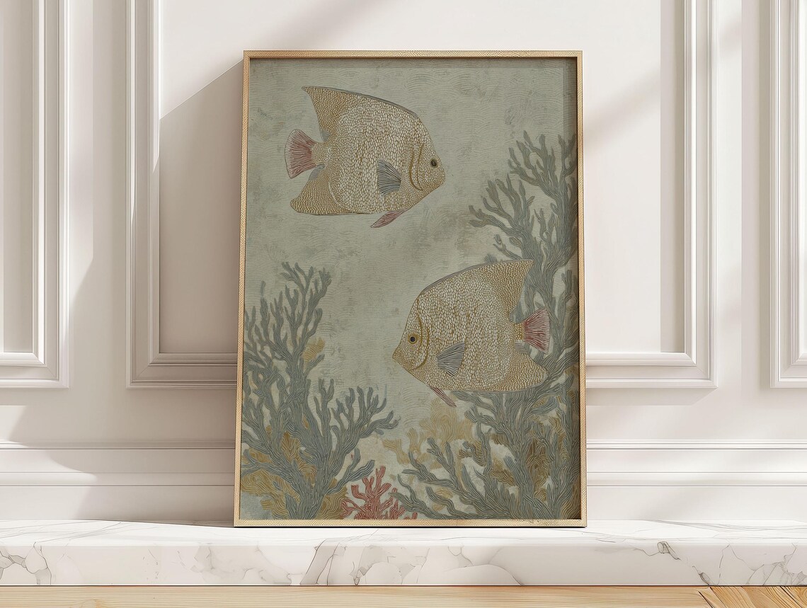Tropical Reef Fish Poster Print, Minimalist Ocean
