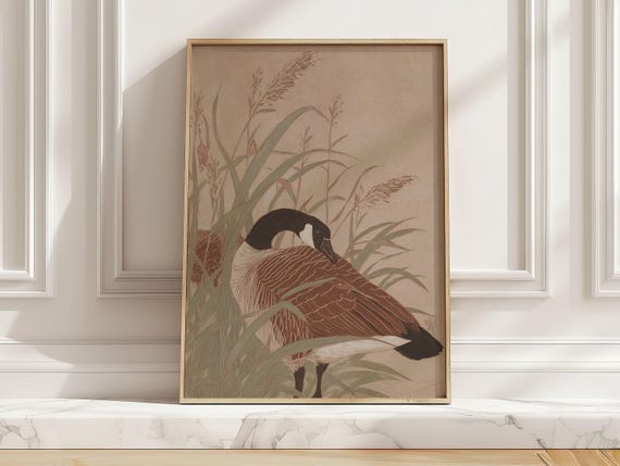 Vintage Minimalist Goose Poster Print, Nursery Decor