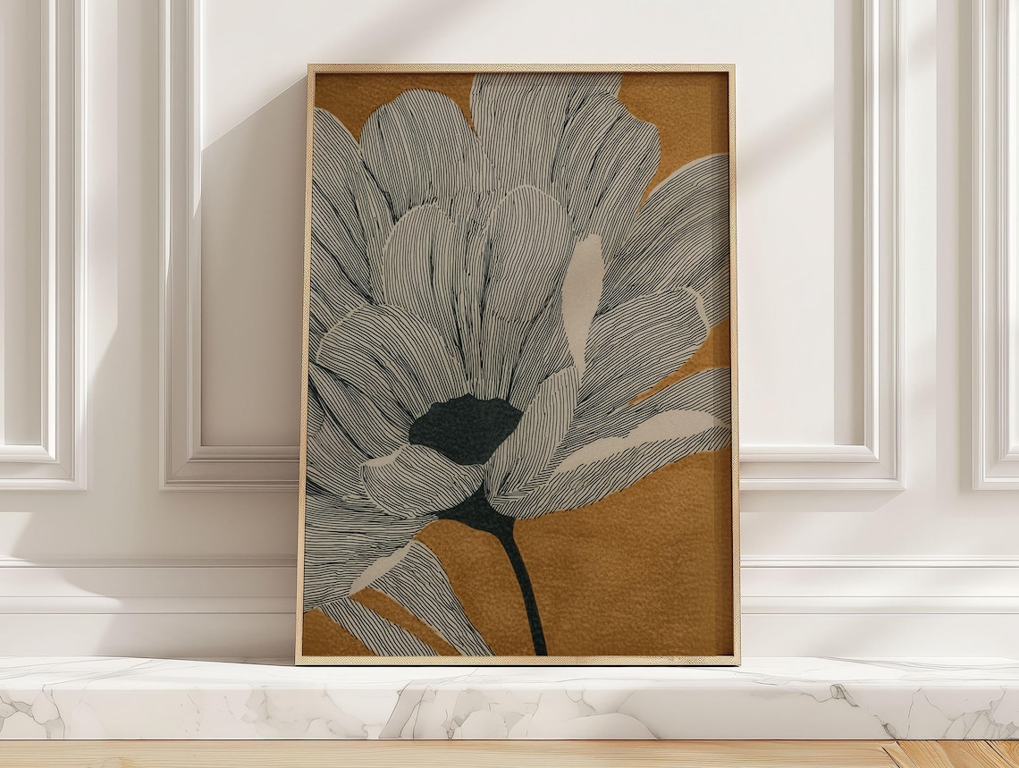 Abstract Line Art Flower Poster, Modern Minimalist