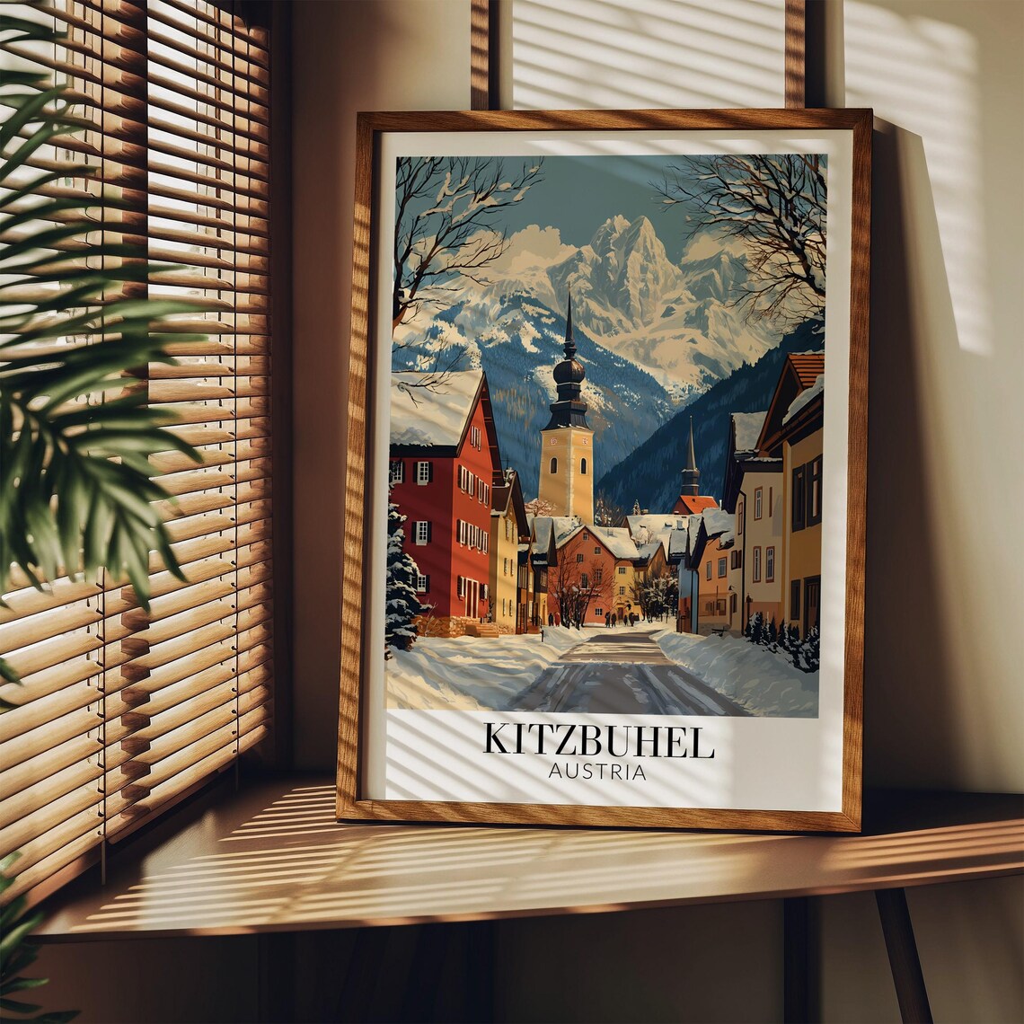 Kitzbuehel Austria Snowy Old Town Street Winter Travel Poster - Image 3