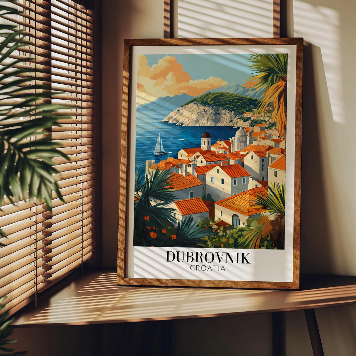 Dubrovnik Croatia Old Town Rooftops Harbor Island Travel Poster - Image 4