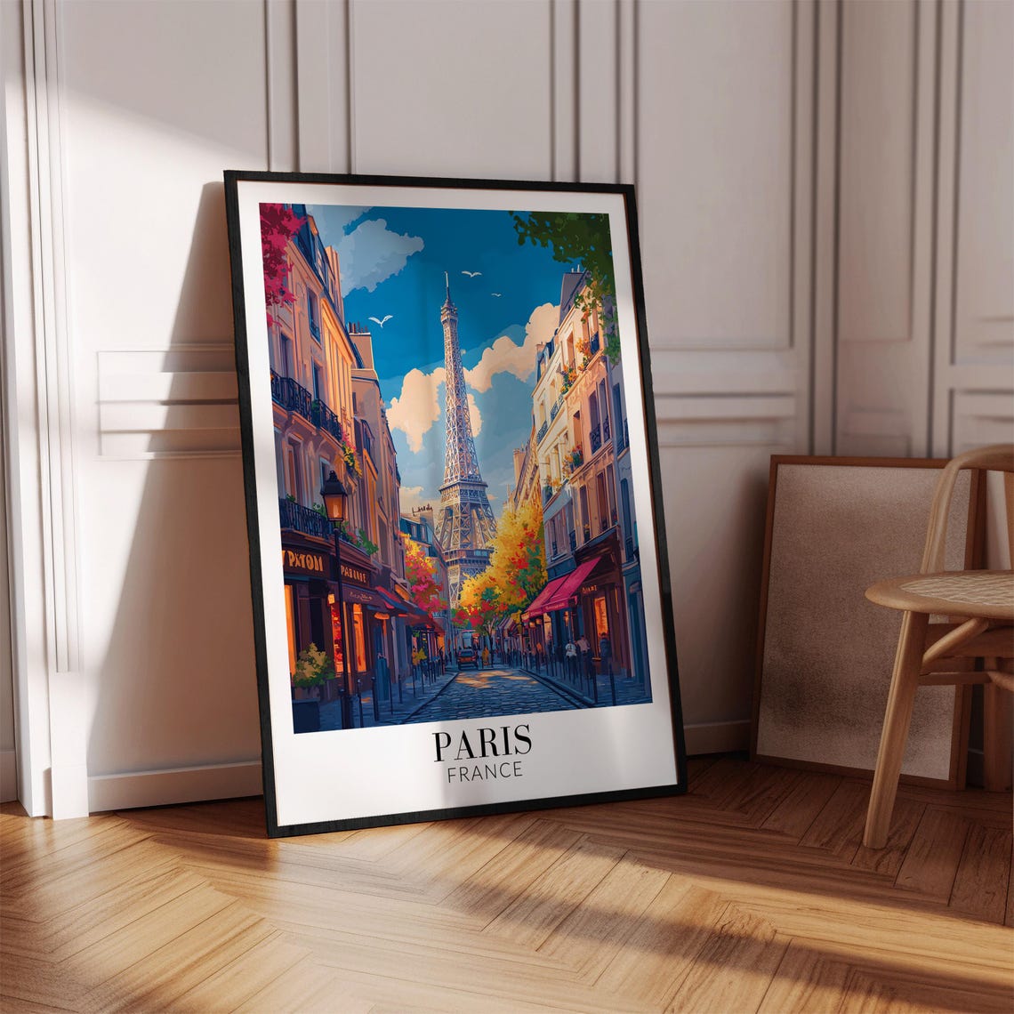 Paris Eiffel Tower Charming Cobblestone Street Daytime Poster - Image 4