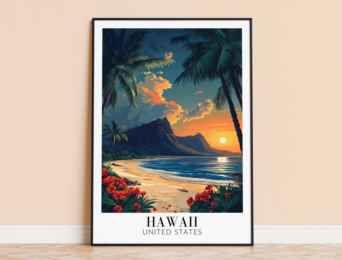Hawaii Travel Poster, Home Decor for Art Lovers