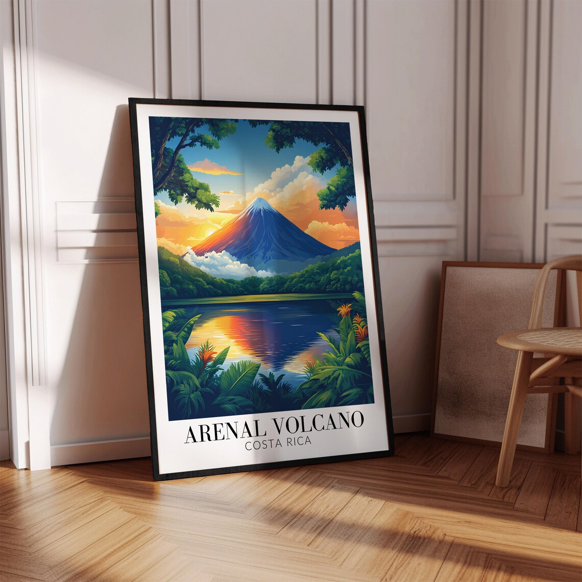 Arenal Volcano Costa Rica Lake Reflection Jungle Sunset Travel Poster - Image 3