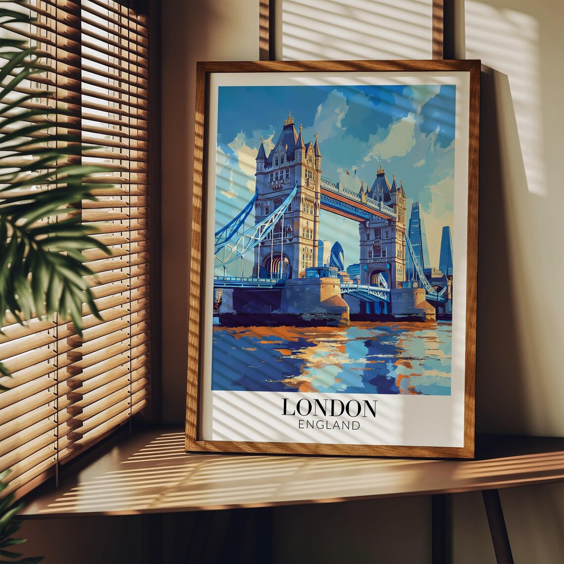 London England Tower Bridge Skyline Shard Modern City Travel Poster - Image 3
