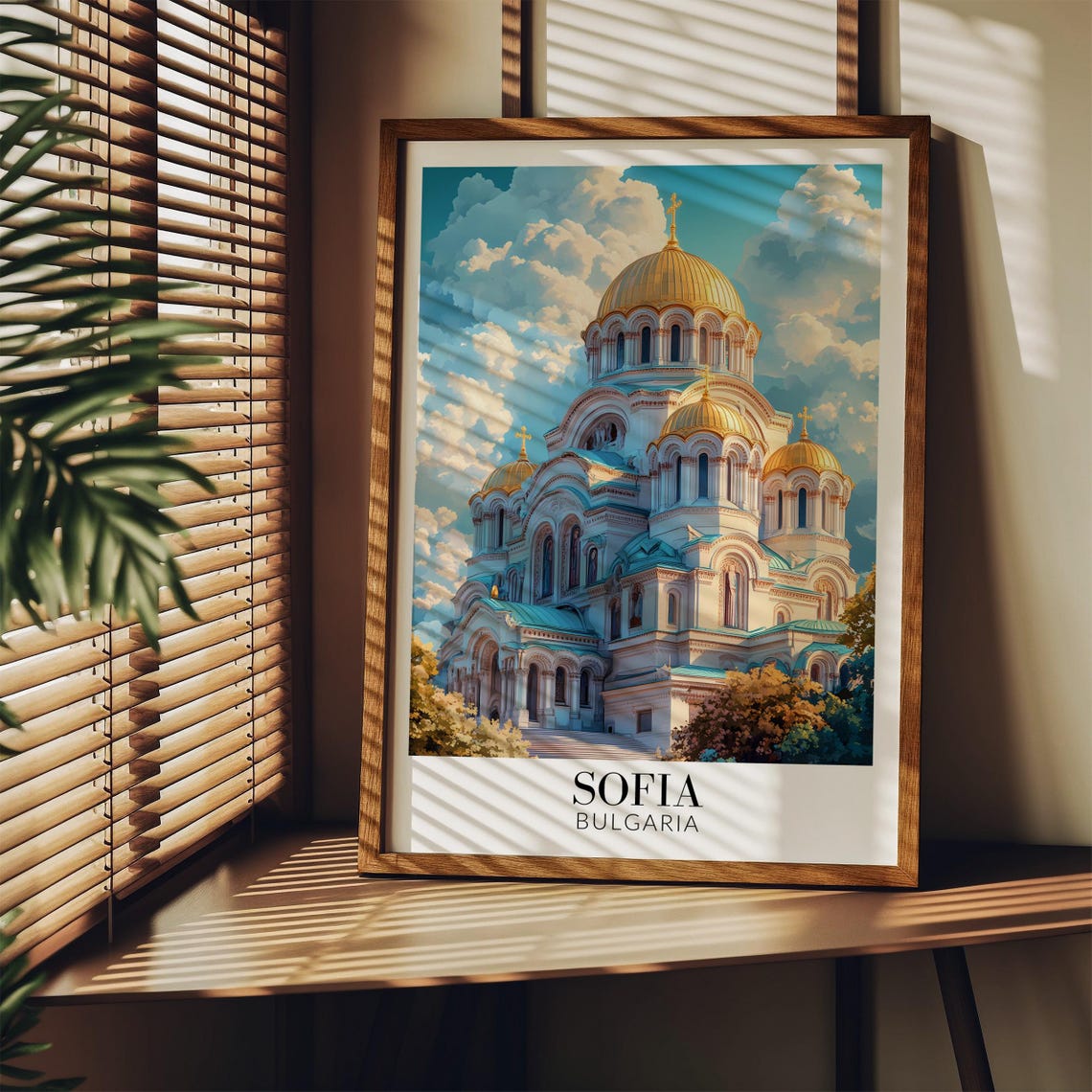 Sofia Bulgaria Golden Dome Cathedral Bright Daylight View Poster - Image 3