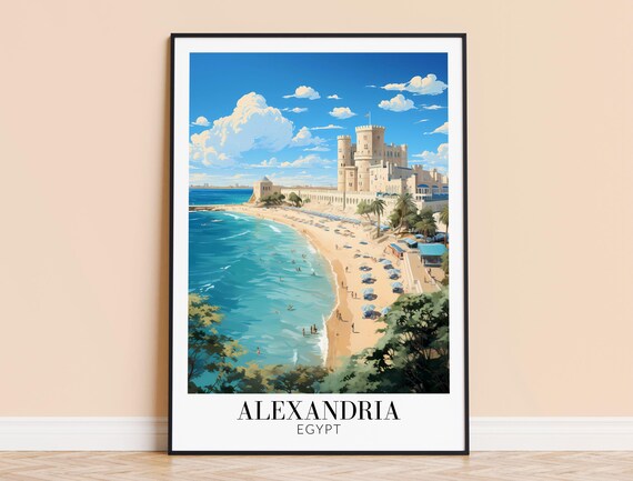 Alexandria Print Egypt Travel Wall Art Mediterranean City Poster Wedding Gift Personalised Option