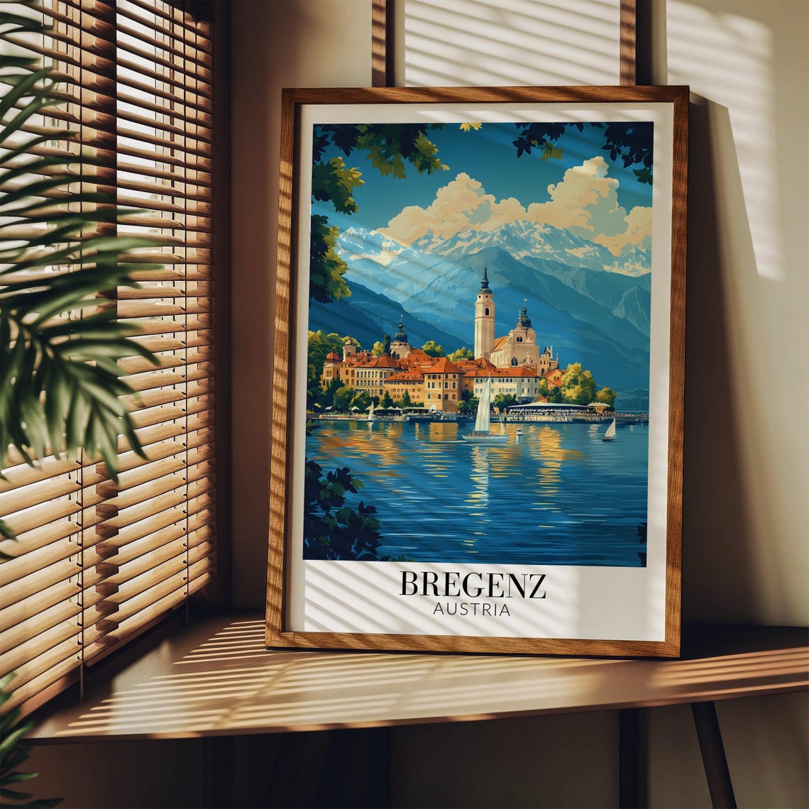 Bregenz Lakeside Church Daytime View Austria Alps Travel Poster - Image 4