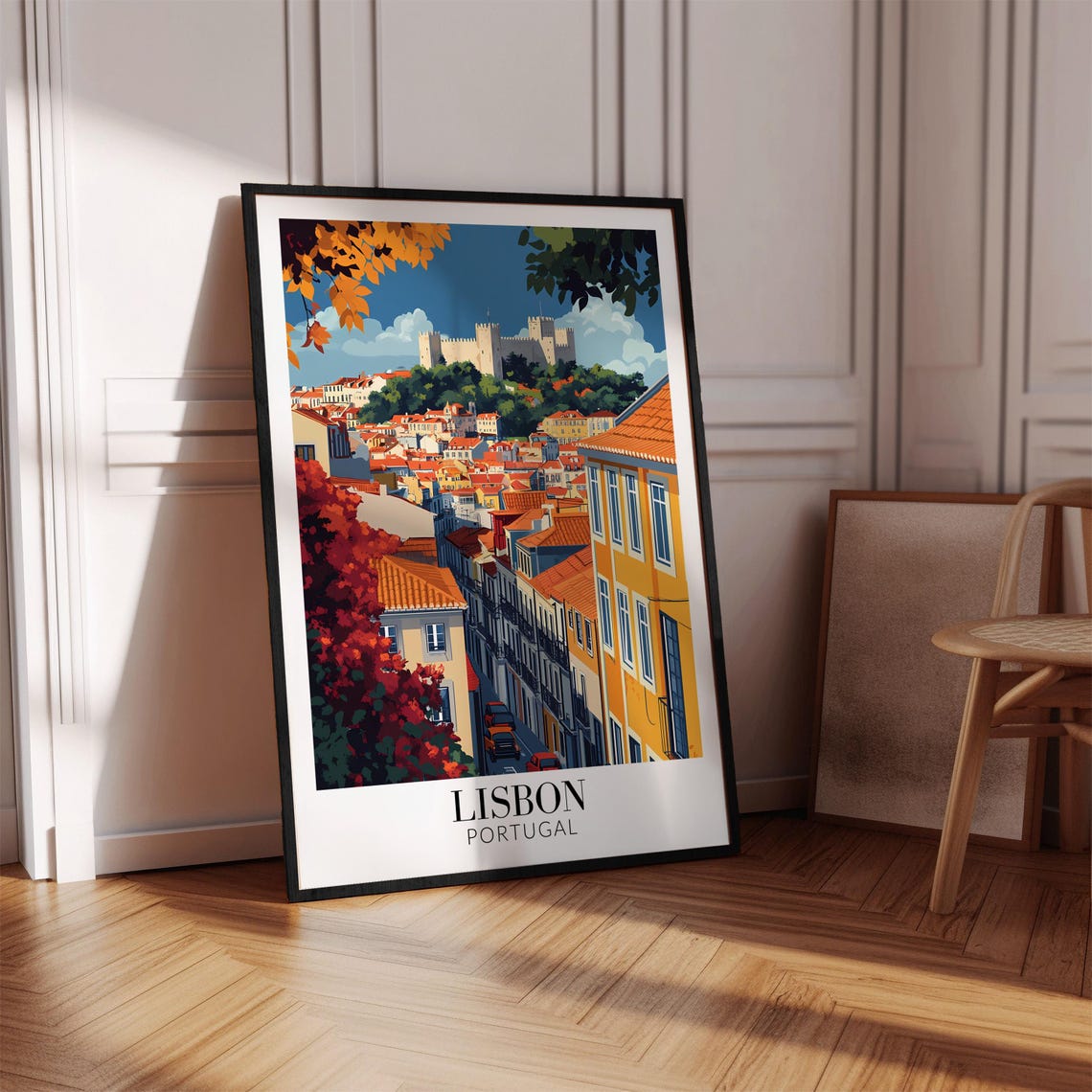 Lisbon Alfama Street Sao Jorge Castle Hilltop View Travel Poster - Image 4