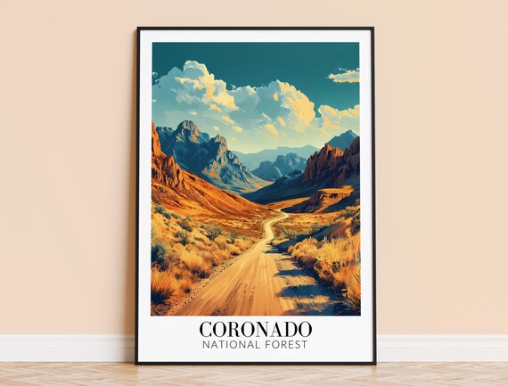 Coronado National Forest Arizona Desert Road Mountains Travel Poster