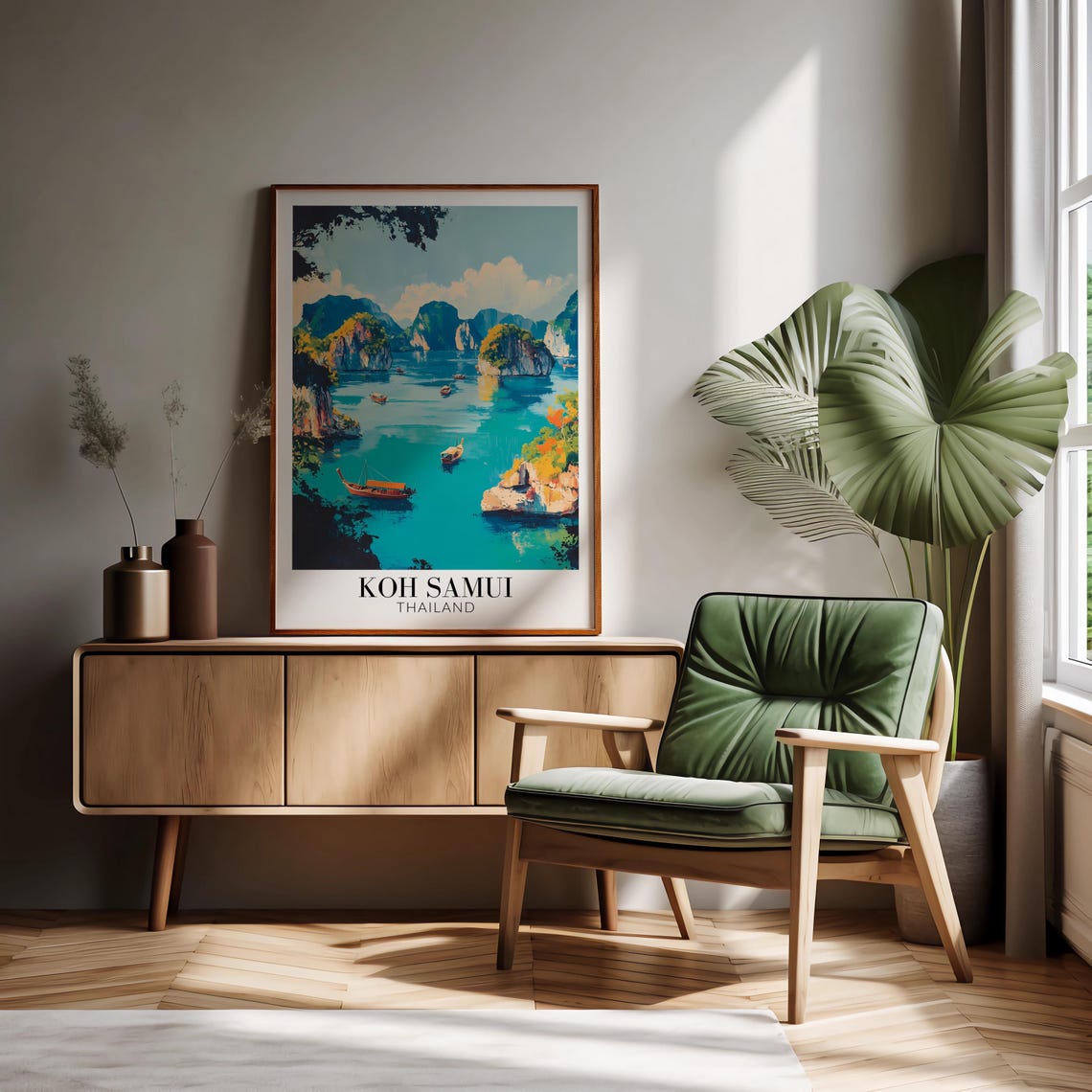 Koh Samui Thailand Emerald Lagoon Karst Islands Longtail Boats Poster - Image 2