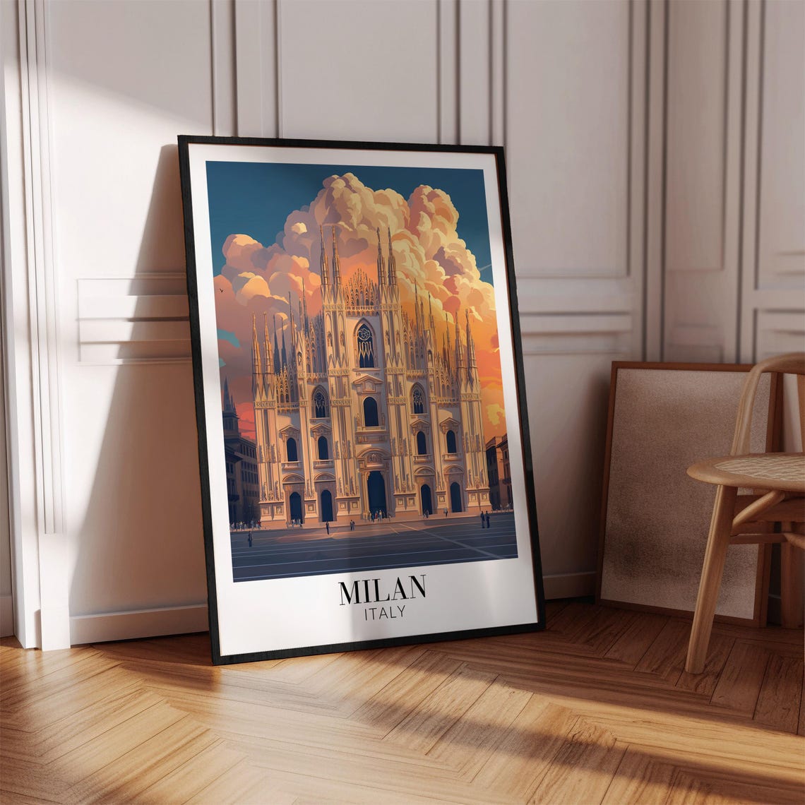 Milan Duomo Cathedral Sunset Dramatic Clouds Italy Landmark Poster - Image 2
