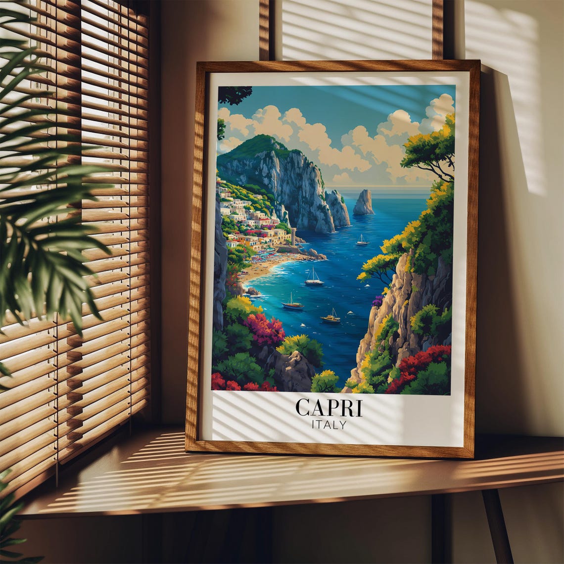 Capri Italy Faraglioni Sea Stacks Colorful Cliffs Travel Poster - Image 3
