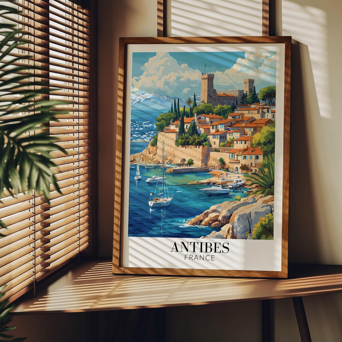 Antibes France Walled Old Town Cypress Coast Boats Travel Poster - Image 3