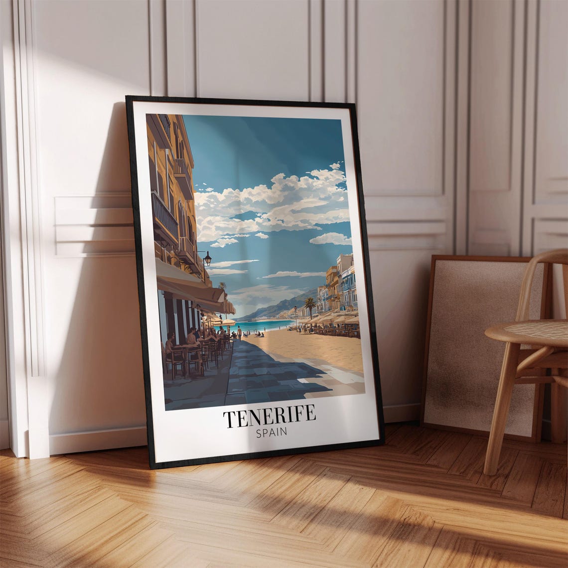 Tenerife Spain Beachfront Promenade Cafe Poster With Blue Sky - Image 3