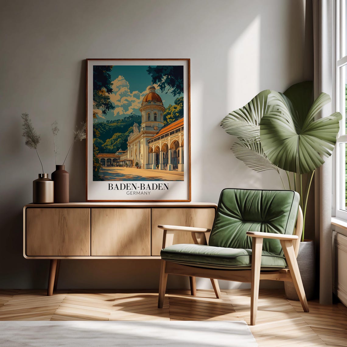 Baden-Baden Germany Grand Spa Colonnade Dome Vintage Travel Poster - Image 2