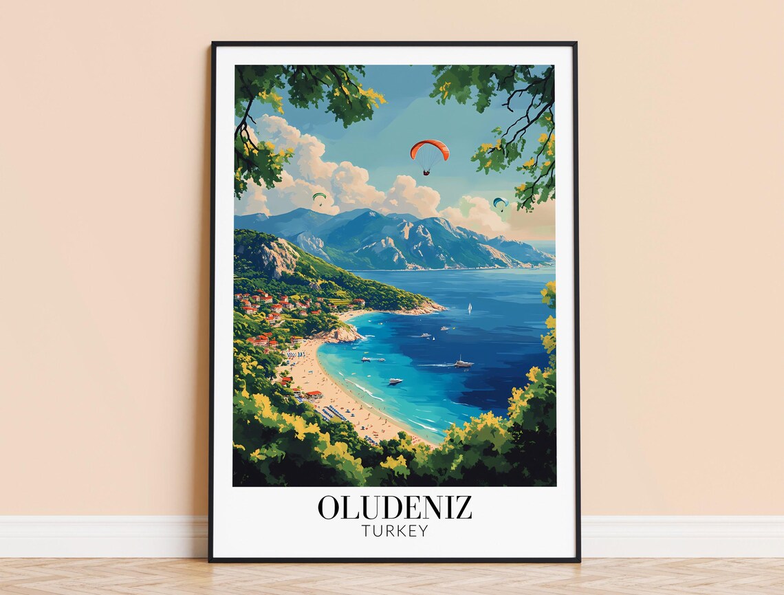 Oludeniz Turkey Travel Poster, Travel Wall Art