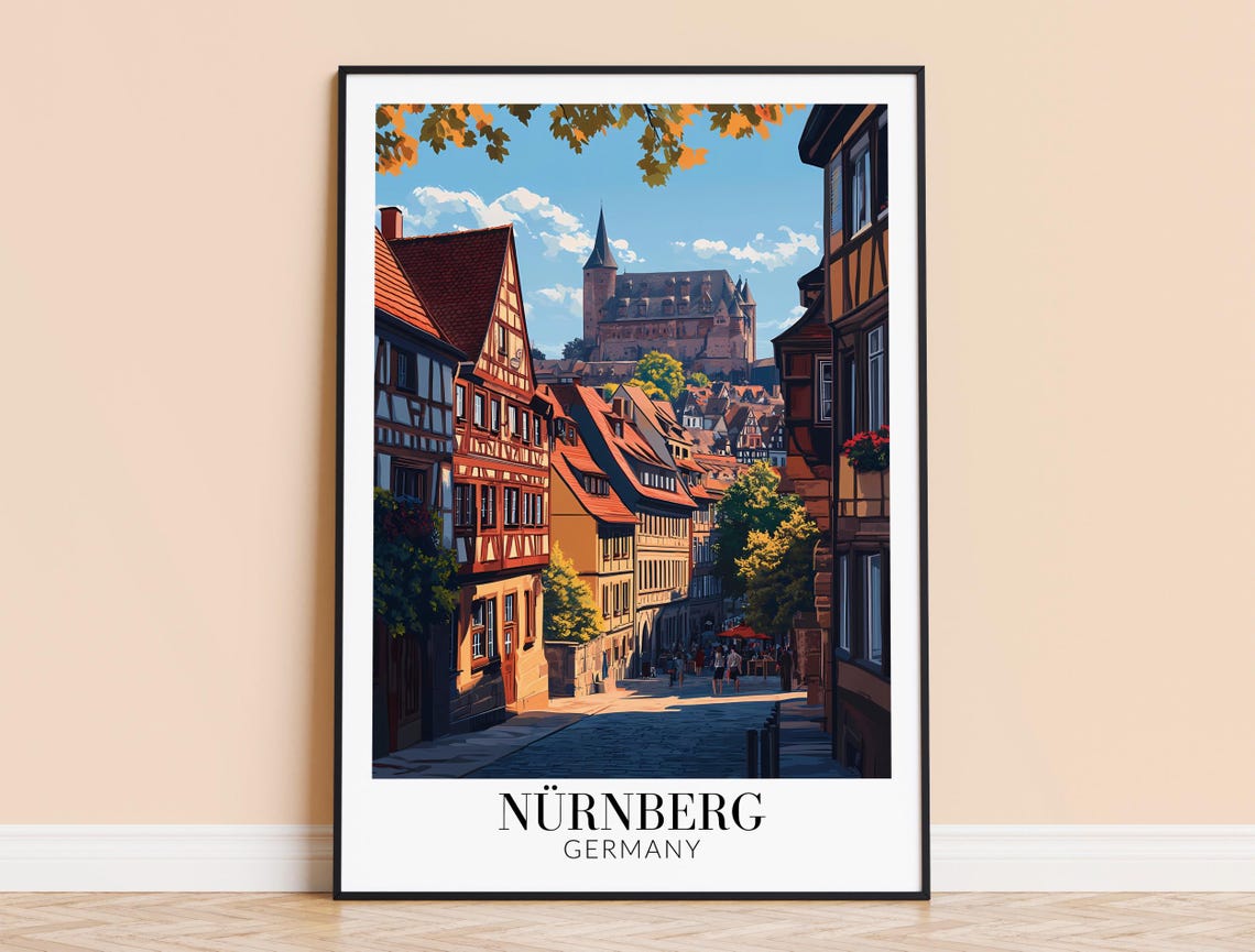 Nuremberg Castle Cobblestone Old Town Street Bavaria Germany Poster