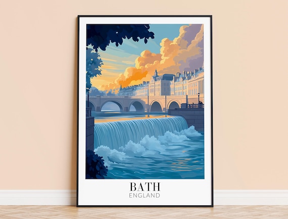 Bath Print England Travel Wall Art City Poster Framed Or Unframed Home Decor Wedding And Housewarming Gift Personalised