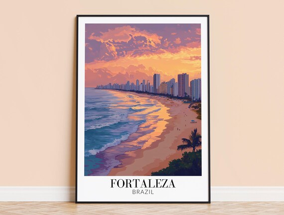 Fortaleza Print Brazil Travel Wall Art City Poster Framed Or Unframed Home Decor Wedding And Housewarming Gift Personalised