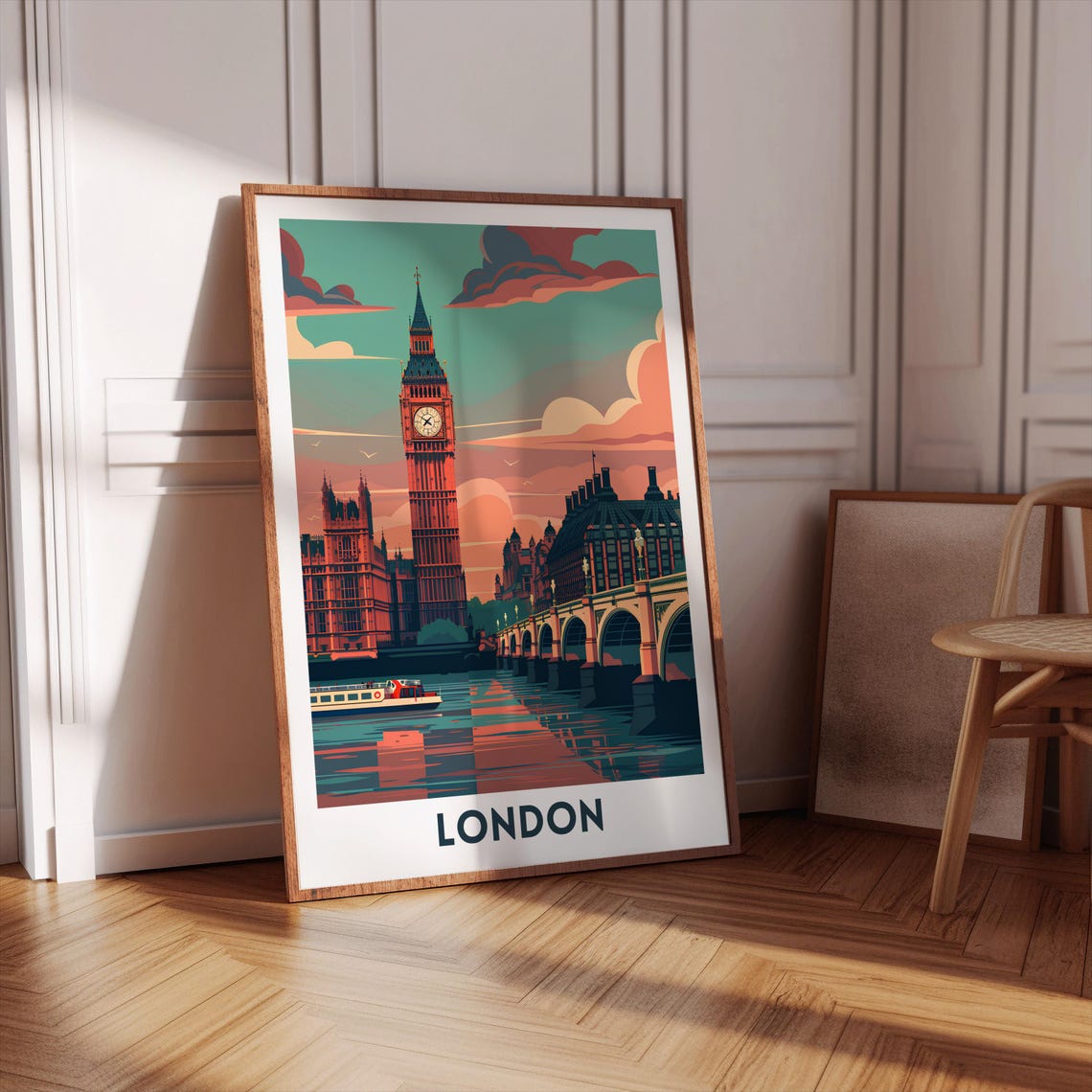 London Big Ben Sunset Westminster Bridge Thames River Poster - Image 3