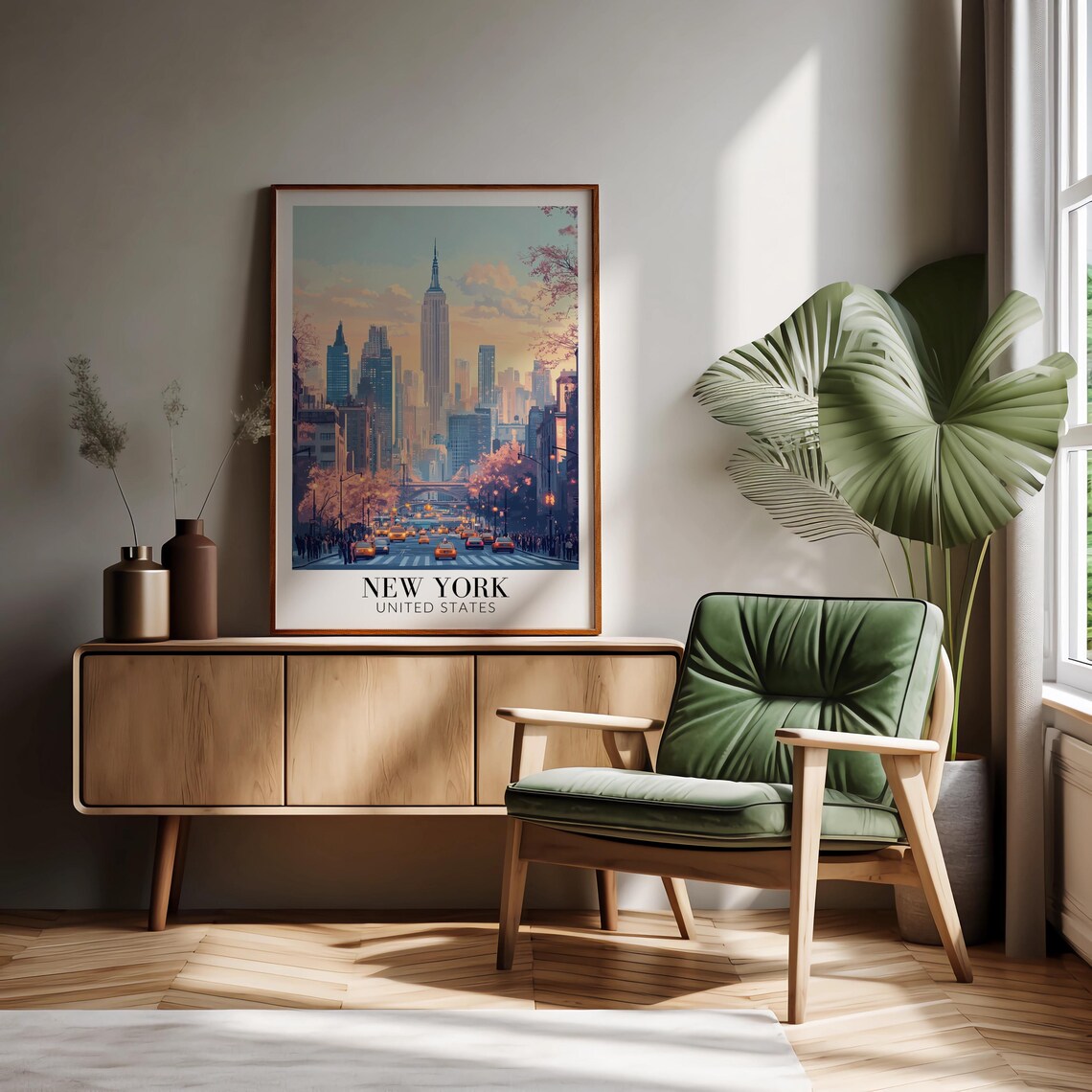 New York City Empire State Building Spring Blossom Travel Poster - Image 2