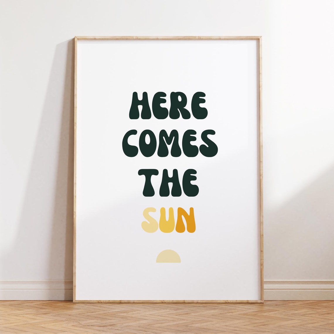 Here Comes The Sun Retro Typography Beatles Lyric Quote Poster