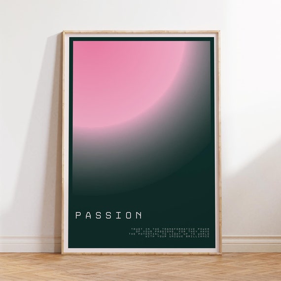 Passion Retro Gradient Poster Aura Law Of Attraction Print Yoga Daily Affirmations Angel Number Dark Background Wall Decor