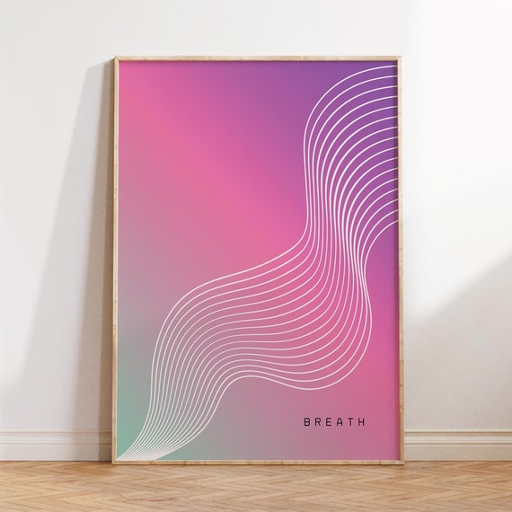 Breath Retro Gradient Poster Aura Law Of Attraction Print Yoga Daily Affirmations Divine Feminine Art Neutral Wall Decor