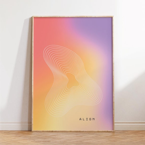 Align Retro Gradient Poster Aura Law Of Attraction Print Yoga Daily Affirmations Divine Feminine Art Neutral Wall Decor