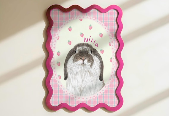 Custom Rabbit Portrait, Cute Personalised Art Print