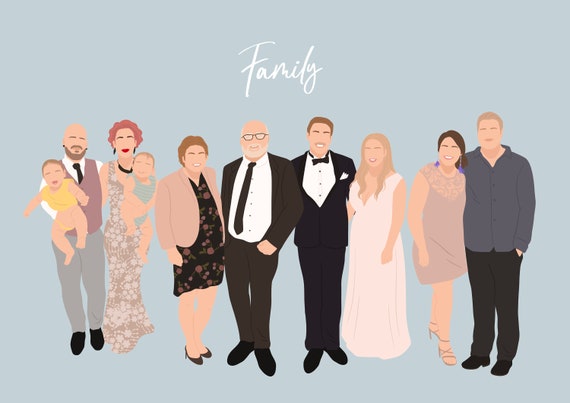Family Portrait Custom Drawing Portrait Personalised Gifts Personalised Portrait Gift For Her Gift For Grandma