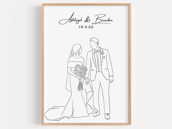 Custom Line Drawing Mothers Day Gift Wedding Gifts Family Portrait Fathers Day Personalised Gift Minimalist Art Custom Line Portrait