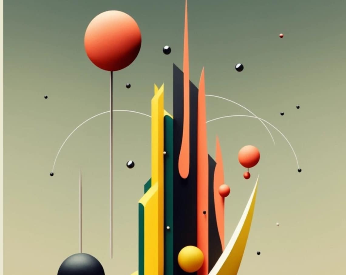 Fun Geometric Abstract Shapes Colorful Mid-Century Art Poster