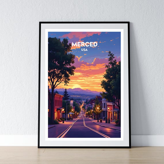 Merced Poster Print Wall Art Gift Usa Travel Home Decor Illustration