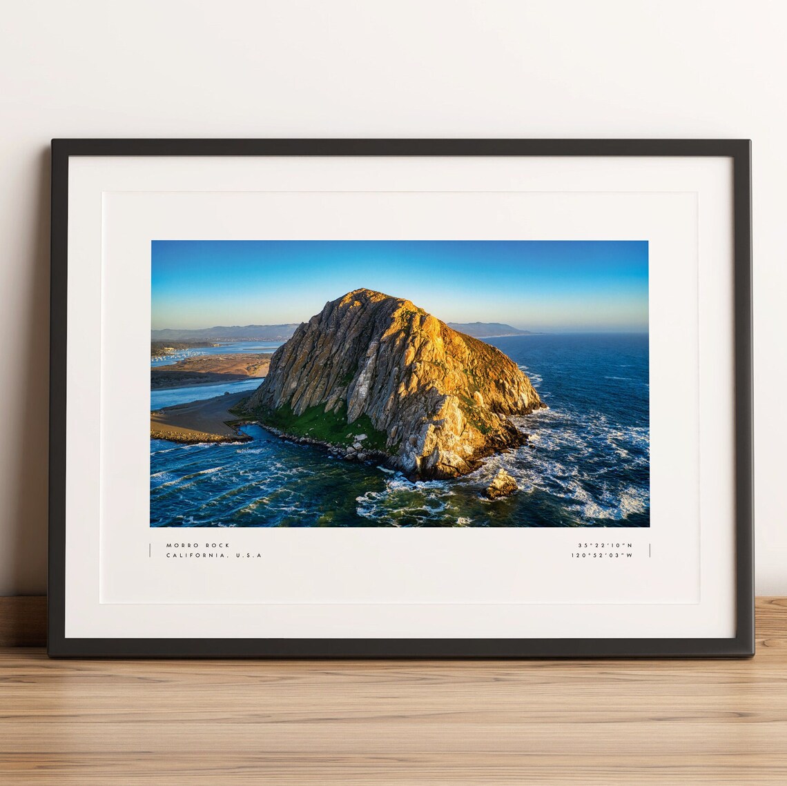 Beautiful Morro Rock California Coast Photo Coordinate Travel Poster