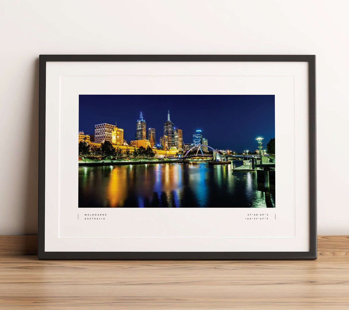 Melbourne Travel Poster, Coordinates Wall Art Print