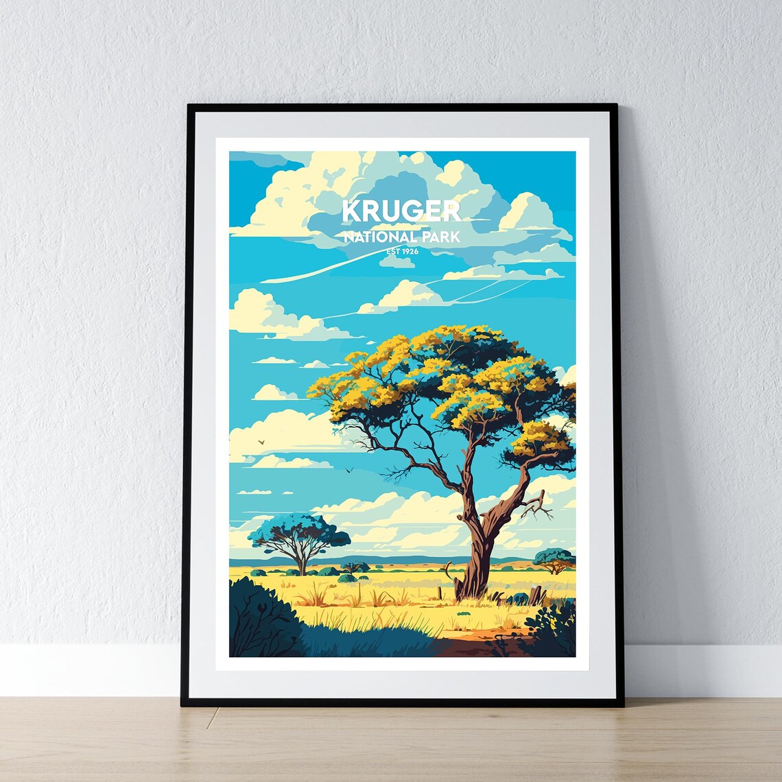 Kruger National Park Safari Acacia Savanna Travel Art Poster