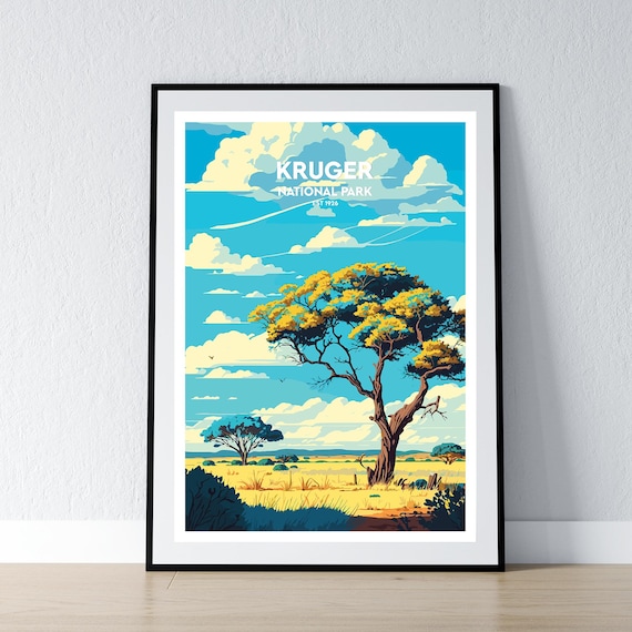 Kruger National Park Safari Acacia Savanna Travel Art Poster