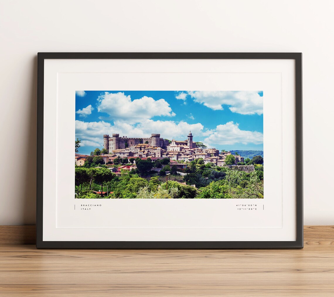 Bracciano Travel Poster, Italy Coordinates Wall Art