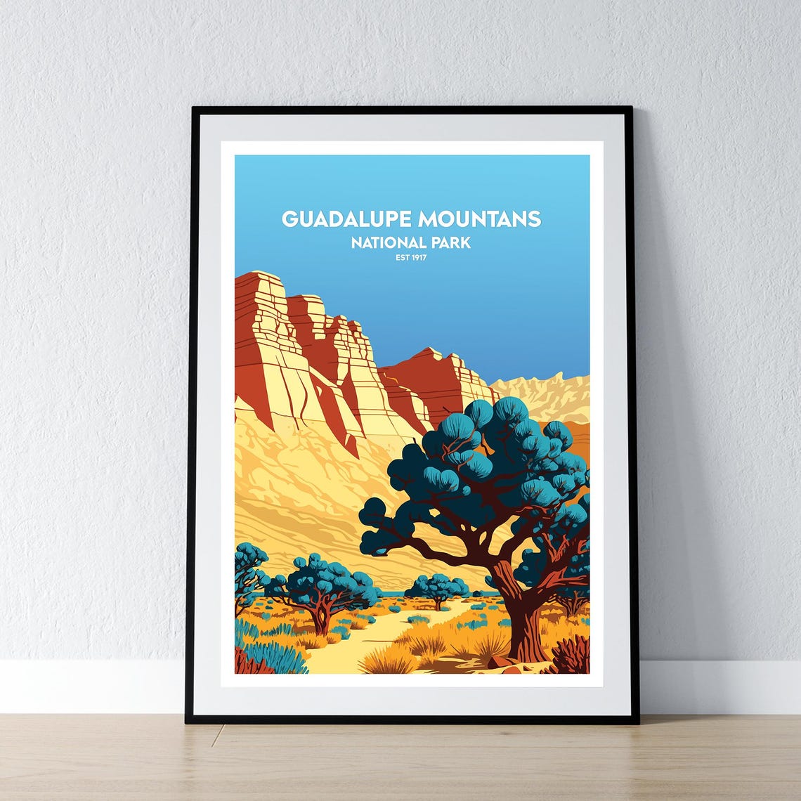 Guadalupe Mountains National Park Est 1917 Vintage Travel Poster