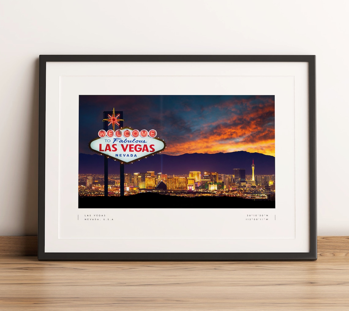 Las Vegas Strip Coordinates Travel Poster Print