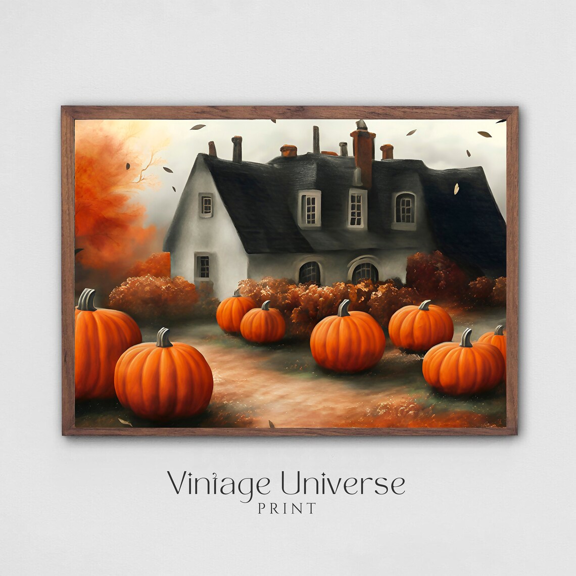 Country House Pumpkin Patch Autumn Vintage Oil Painting Wall Art - Image 5