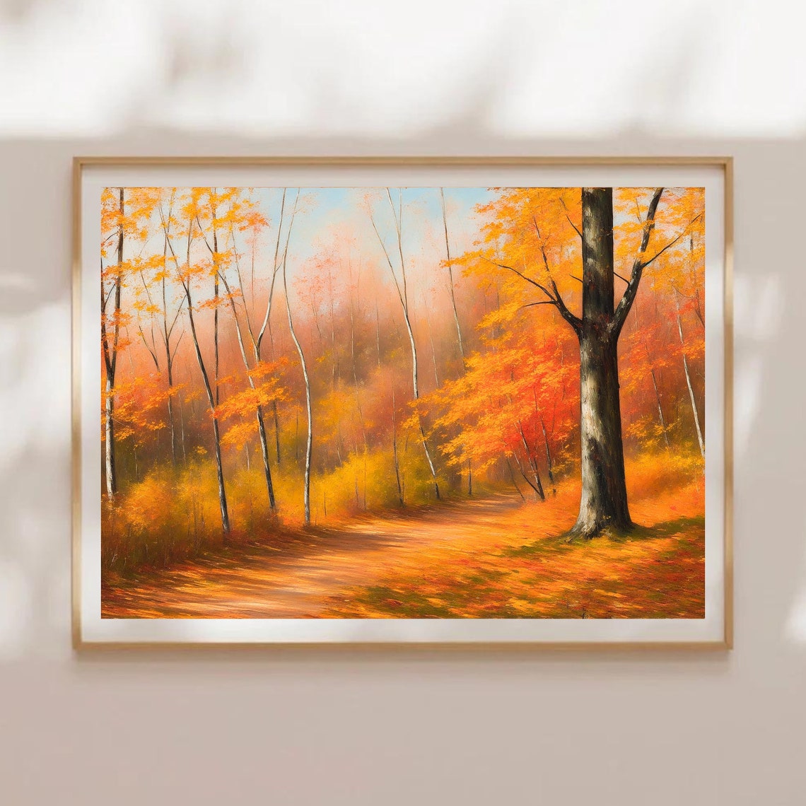 Golden Autumn Forest Path with Warm Orange Fall Foliage Poster - Image 5