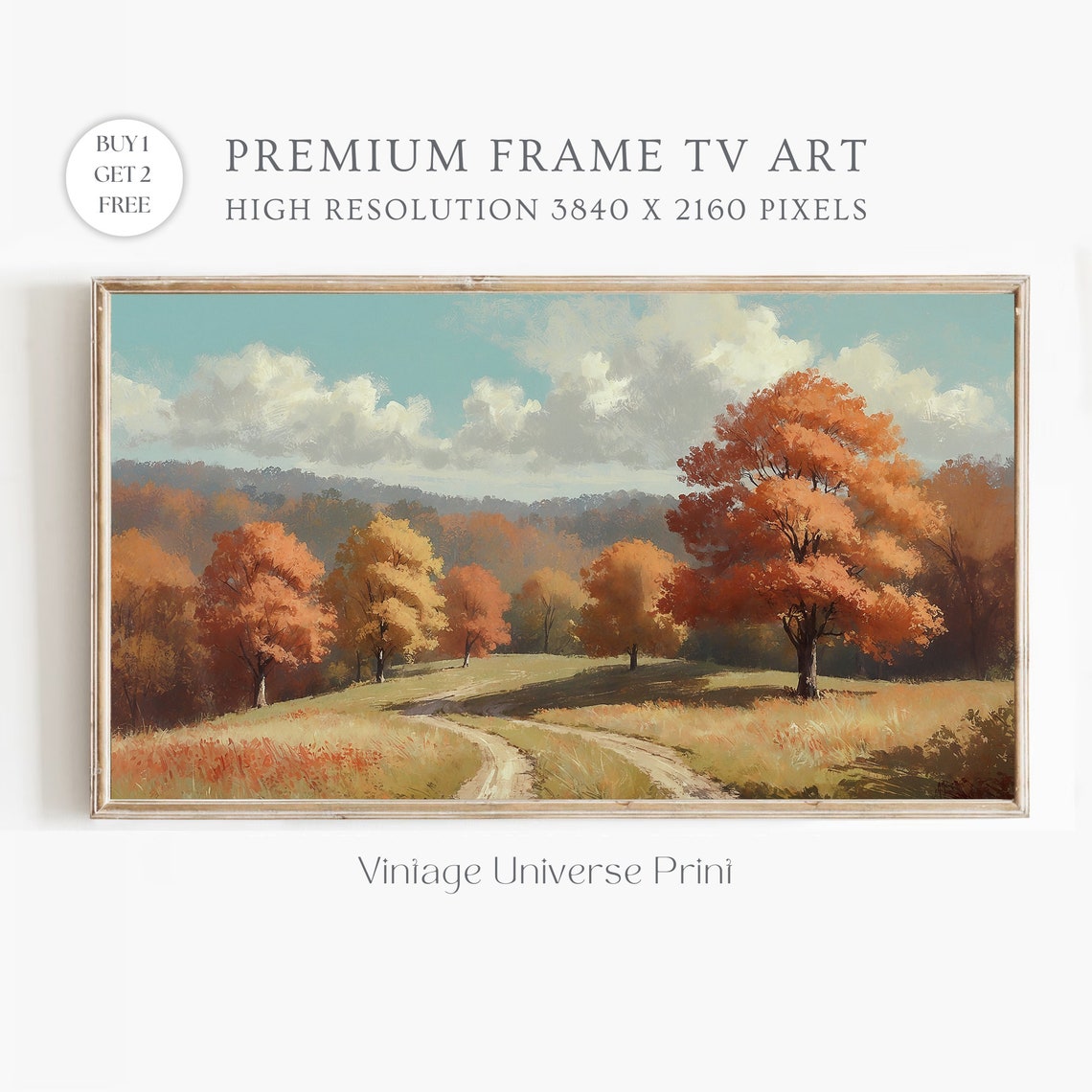 Golden Autumn Hillside Winding Path Orange Foliage Scenic Poster