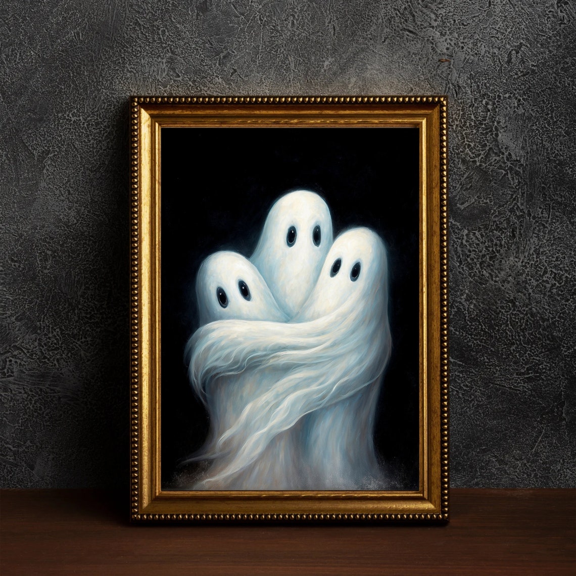 Three Ghosts Hugging In The Dark Cute Spooky Halloween Print - Image 5