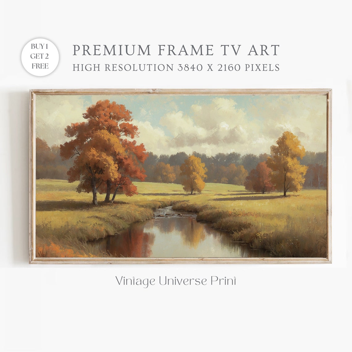 Autumn River Landscape Golden Fall Trees Water Reflection Poster