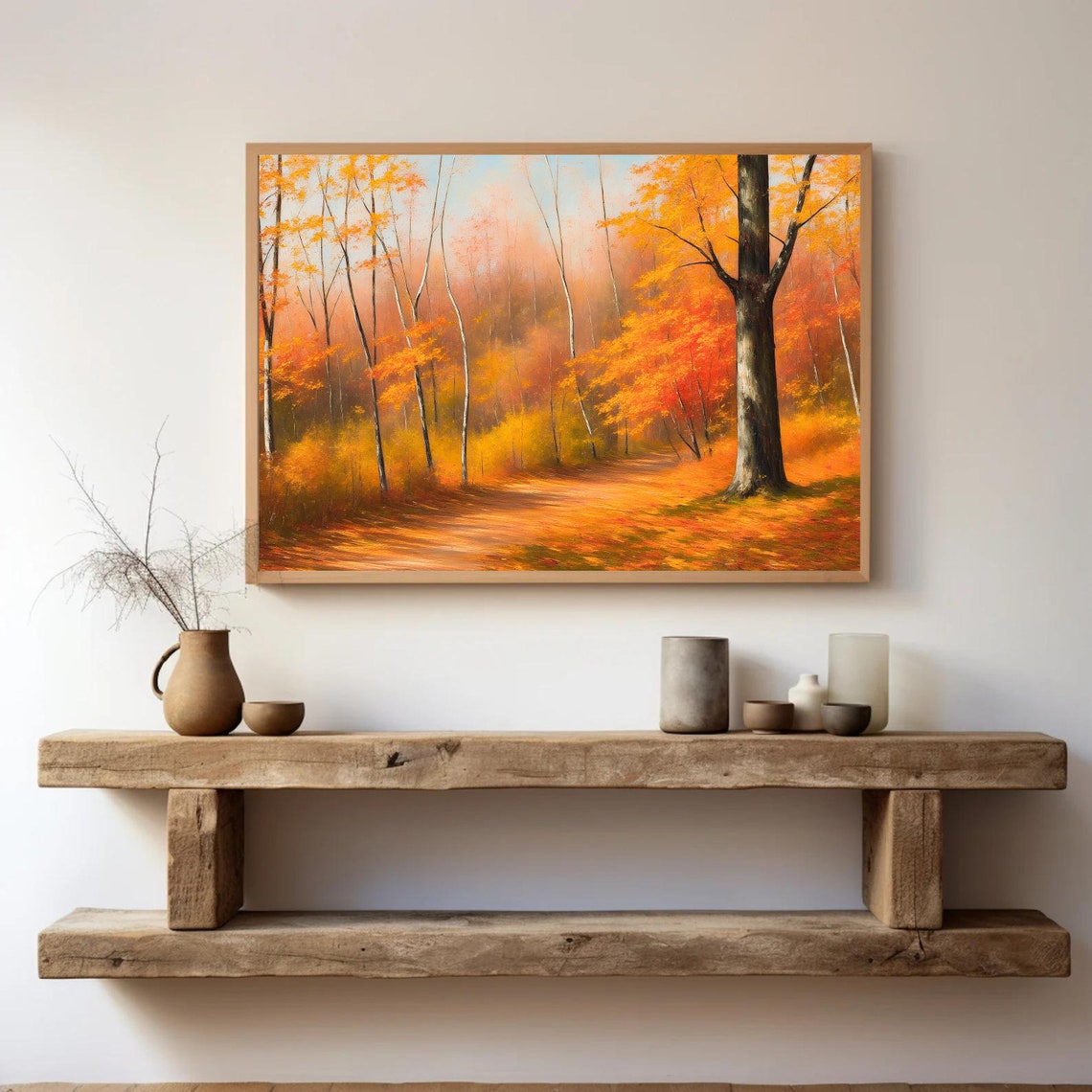 Golden Autumn Forest Path with Warm Orange Fall Foliage Poster - Image 4