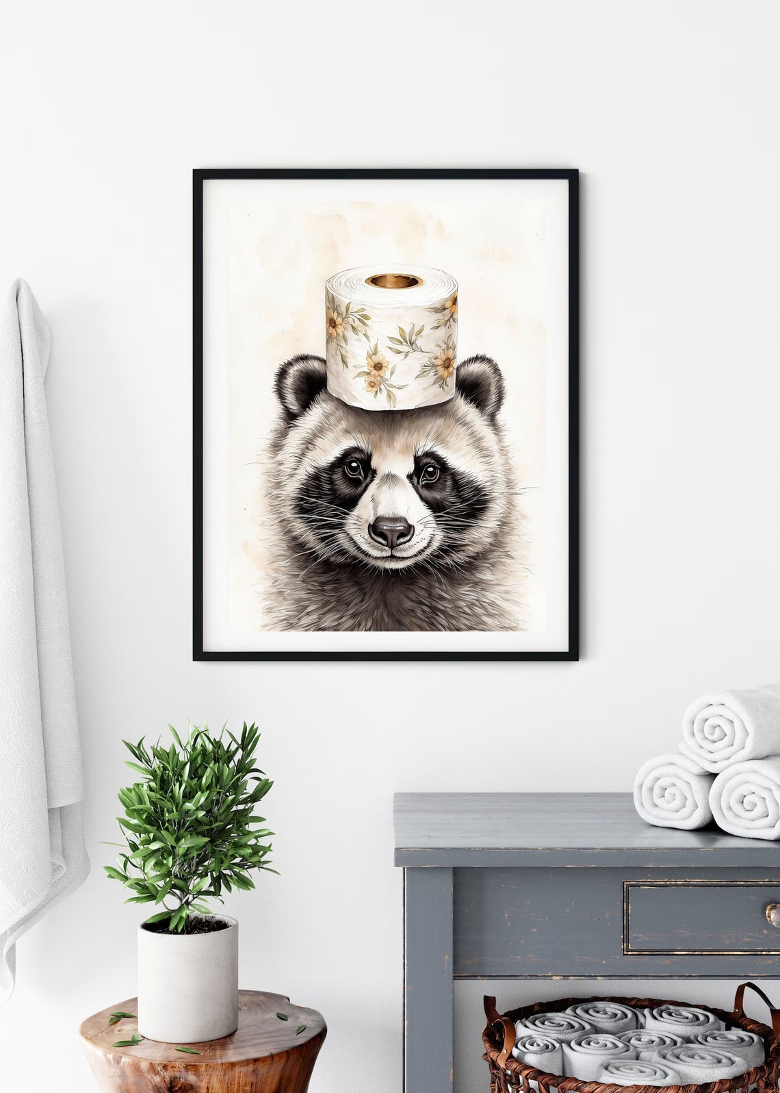 Raccoon Print Raccoon Toilet Paper Bathroom Wall Art Bathroom Kids Art Bathroom Decor Bathroom Wall Decor Animal Art Toilet - Image 4