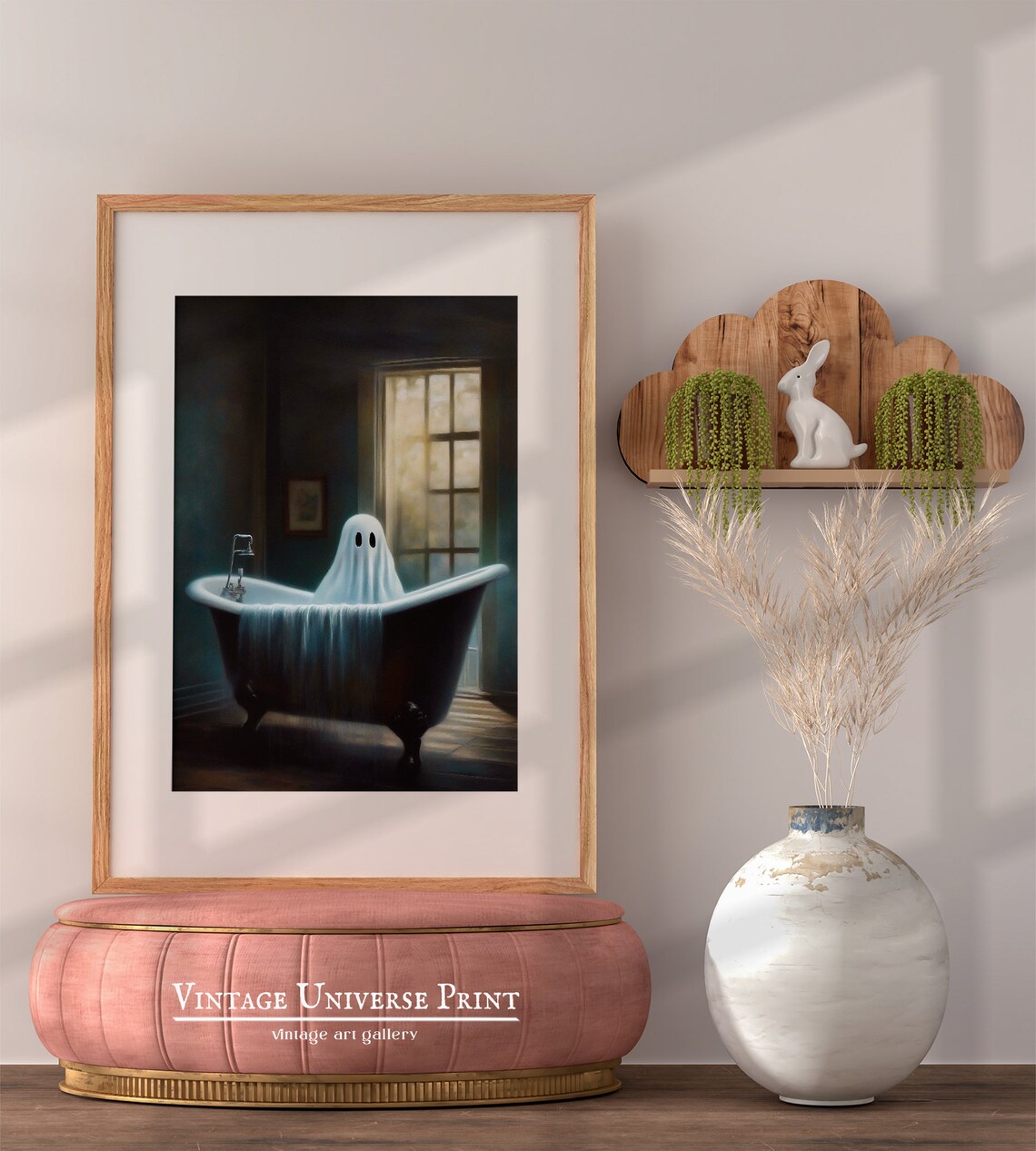 Ghost Sitting In An Overflowing Clawfoot Bathtub In Moody Bathroom Print - Image 3